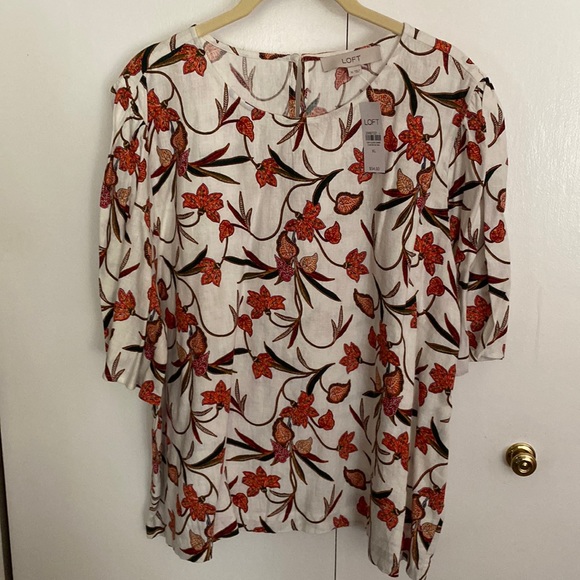 LOFT Tops - New: Loft Linen Blend Floral Top size XL